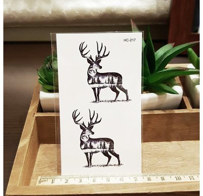【萌古屋】麋鹿夜空 - 男女防水簡約紋身貼紙刺青貼紙HC-217