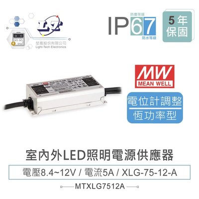 『聯騰．堃喬』MW明緯 8.4~12V/5A XLG-75-12-A 室內外LED照明專用 恆功率電源供應器 IP67