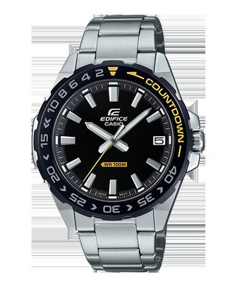 【金台鐘錶】CASIO 卡西歐 黑面 水鬼 潛水運動風 鋼錶帶 防水100米 旋轉式錶圈 EFV-120DB-1A