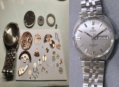 1970年代美品全部原裝 OMEGA海馬(銀灰色面盤)cal.７５２自動上鍊 機械古董錶