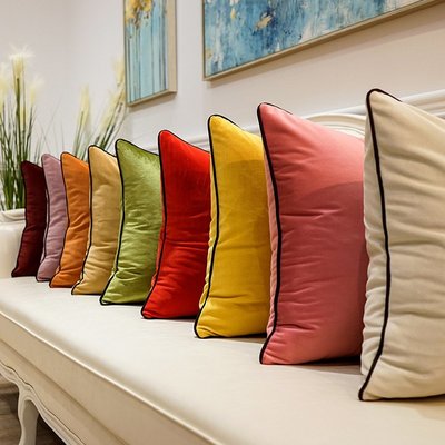 新中式北歐純色絨布抱枕現代簡約客廳沙發靠墊床上大靠枕