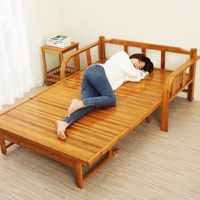 折疊床單人午休簡易床1.2米兩用沙發床雙人家用1.5米板式午睡竹床爆款
