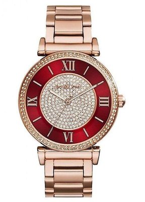 『Marc Jacobs旗艦店』MK3377 Michael Kors復古羅馬滿天星貝殼面鑲鑽紅玫瑰金手錶