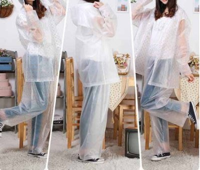 (代購) 日本系兩件式雨衣雨褲 WPC PORTER 風格 半透明白色 VIVI雜誌強推風衣(藍咖 L +紫粉 M)
