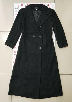 【二手衣櫃】韓國訂單  UKLM 黑色風衣外套 超質感 時髦極簡厚實保暖羊毛長版外套 羊毛大衣 長大衣 1090123