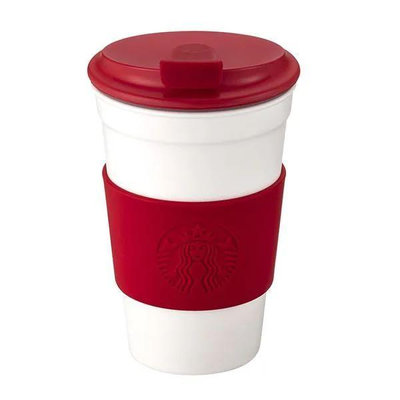 星巴克 耶誕紅矽膠隔熱隨行杯 TMBL 12OZ PLA RED WHITE HOL 2023/11 Starbucks