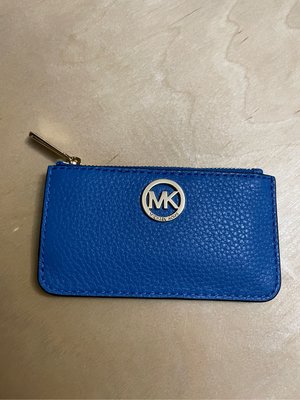 MICHAEL KORS MK 藍色皮革鑰匙零錢包 全新 正品