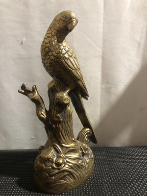 【二手】回流銅器歐式黃銅鸚鵡擺件銅鳥復古裝飾品擺件工藝品 銅器 擺件 收藏 【大掌櫃】-516