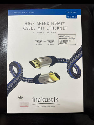 德國敏力線 inakustik HDMI 2.0 4K@50/60Hz 影像線 3m |公司貨