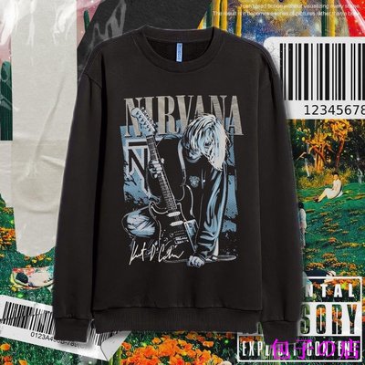 包子の店Psycho Crucify Kurt Cobain Nirvana 圓領毛衣帶毛衣外套黑色毛衣復古毛衣