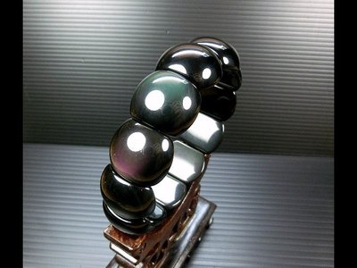 [Disk水晶]天然彩虹黑曜石半圓形手排珠手鍊FP-24(直徑18mm)[彩虹眼]