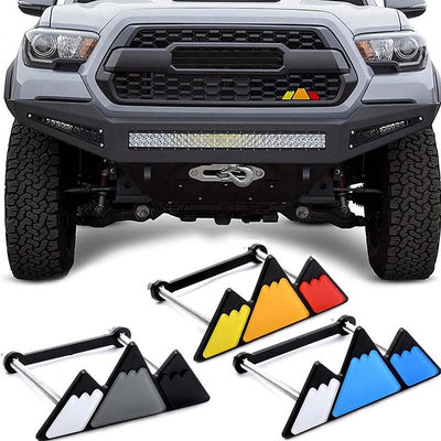 三色 3 色格柵徽章標誌貼紙適用於豐田塔科馬 4Runner Tundra Rav4 TRD 貼花汽車配件造型