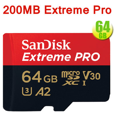 SanDisk 64GB 64G microSDXC Extreme Pro【200MB/s】4K U3 A2 記憶卡