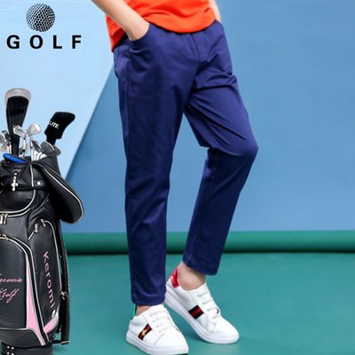 高爾夫服裝中大童高爾夫服裝 兒童休閑戶外運動彈力長褲 男女童純色golf球褲-日月潭的美麗