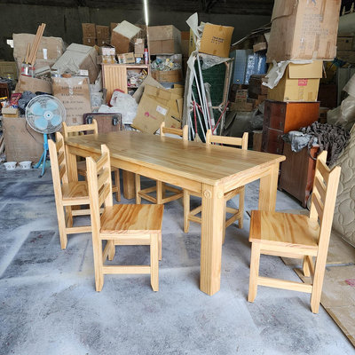 美生活館 私人家具訂製 客製化 鄉村風格 全紐松木 原木 餐桌椅組 (一桌六椅) 飯桌椅 餐廳桌椅 也可修改尺寸