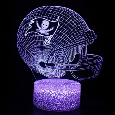 [現貨]美式足球頭盔3D視覺立體燈 NFL坦帕灣海盜Buccaneer 七彩漸變氣氛 觸摸開關 橄欖球錯覺小夜燈創意禮物