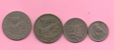 印度尼西亞共和國(印尼)1971年套裝4枚優惠價650元贈每枚說明.具收藏價值 亞洲錢幣