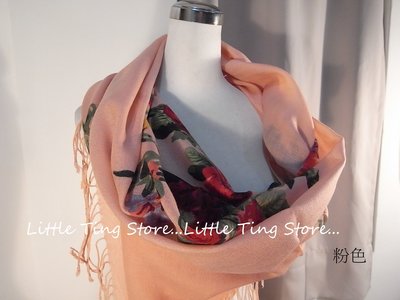 Little Ting Store: 韓國100%Pashmina羊毛披肩圍巾山茶花玫瑰 出國旅行輕量輕薄溫暖 (多色)