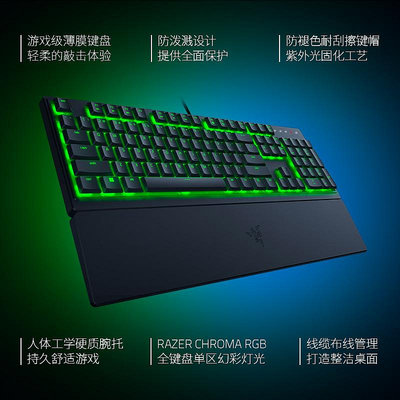鍵盤 Razer雷蛇雨林狼蛛V3 X幻彩RGB背光有線電腦游戲電競薄膜鍵盤