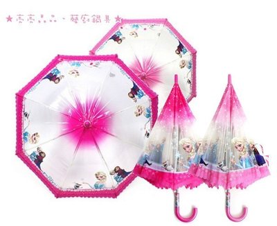 ☆韓國 ㊣ Disney 迪士尼 冰雪奇緣 艾莎 可愛雨傘 FROZEN冰雪奇緣造型透明雨傘/陽傘