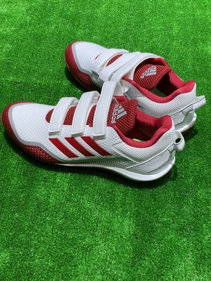 棒球世界全新ADIDAS STABILE LOW AC黏帶式棒球金屬釘鞋特價GZ9011白紅配色