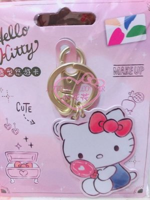 ♥小花凱蒂日本精品♥Hello Kitty粉色鑰匙圈 有悠遊卡