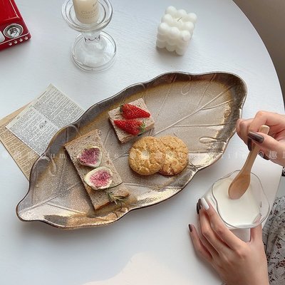 “正品”法式浪漫ins復古粗陶花型西餐盤子蛋糕甜品盤早餐水果盤牛排盤