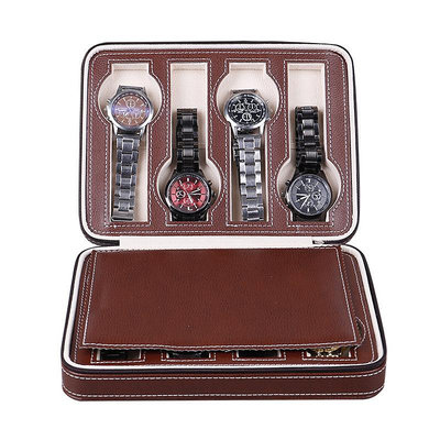 錶盒 展示盒 輕奢皮革手錶拉鏈包便攜手錶盒子批發飾品收納包現貨8錶位錶盒