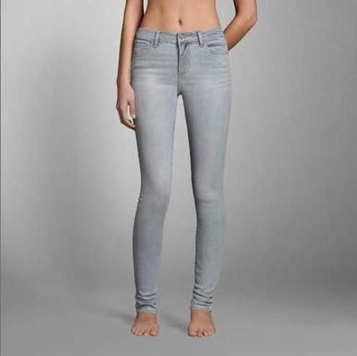 美國Abercrombie High Rise Super Skinny Jeans 0號亮晶銀刷色彈性顯瘦牛仔褲在台