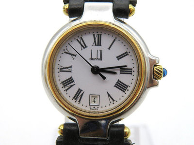 【一元起標】【精品廉售/手錶】瑞士名牌Dunhill登喜路 錶冠鑲寶石 石英女士錶/經典美款*高價靓款*#12QSTV*防水*佳品