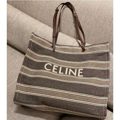 20春夏正品Celine canvas tote 大款 條紋帆布包 托特包 手提包 肩背包 購物袋