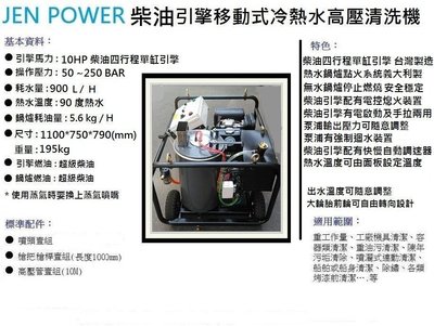 JEN POWER 潔寶 任師傅柴油引擎冷熱水高壓清洗機 就是比 KARCHER HDS 4000DE 便宜歡迎來電