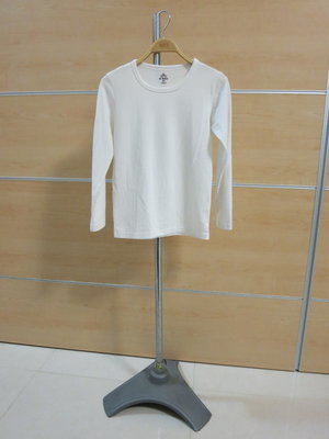 【O-BAO】歐寶 百貨專櫃 童裝 男童 女童  白色圓領長袖刷毛保暖衣發熱衣 17號(120-130CM) 台灣製