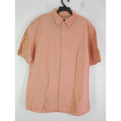 男 ~【UNIQLO】粉橘色亞麻休閒襯衫 XL號(6A97)~99元起標~