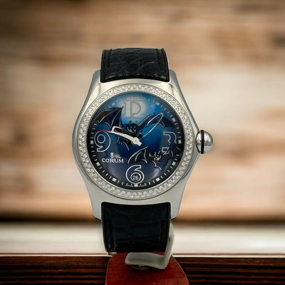 樂時計 原廠鑲鑽 CORUM Bubble 崑崙 泡泡錶 45mm 蝙蝠限量版自動上鍊腕錶 指針特殊 舊款泡泡就是特別