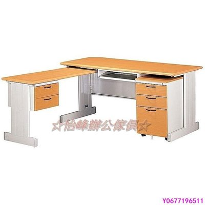 木紋色HU-L型辦公桌.職員桌.主管桌084-26-標準五金