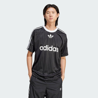 ADIDAS OG ADICOLOR POLY T 短袖 黑色 直條紋 棒球風 三葉草 男 IU2341