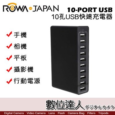【數位達人】ROWA 樂華 10-PORT USB 10孔USB快速充電器 / 快充 多孔充電座 手機 相機 行動電源