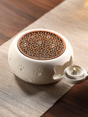 溫茶爐小火暖茶玻璃花茶壺蠟燭加熱底座圍爐烤橘子茶具配件煮茶器-萬物起源