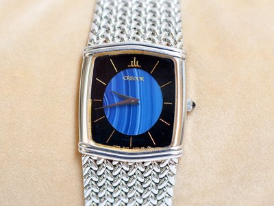 《寶萊精品》CREDOR 貴朵銀藍超薄石英女子錶