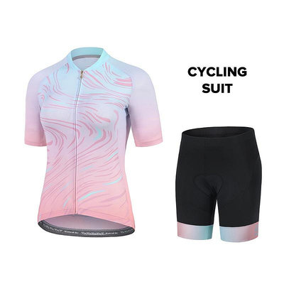 Santic 女士騎行服套裝短褲 4D 填充漸變坡道設計自行車戶外健身運動服 KL2C02236-KL2C05153