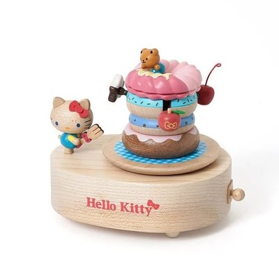 ♥小花花日本精品♥ Hello kitty 上下動音樂盒 原木造型音樂鈴 居家裝飾 擺飾 甜甜圈造型 ~ 3