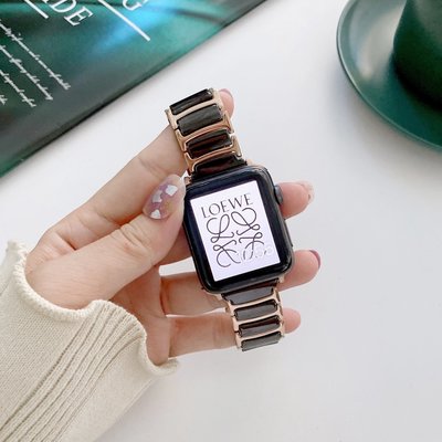 森尼3C-貓眼石 陶瓷錶帶  Apple Watch 8 6 7 SE 金屬鑲鑽錶帶 金屬錶帶 45mm 41mm 44mm-品質保證
