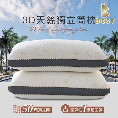 【BEST寢飾】3D天絲獨立筒枕 TENCEL 台灣製造 枕頭 枕心 現貨 多件優惠
