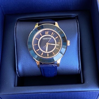 SWAROVSKI Octea Lux 藍色面錶盤 藍色真皮皮革錶帶 石英 女士手錶 5414413 施華洛世奇腕錶