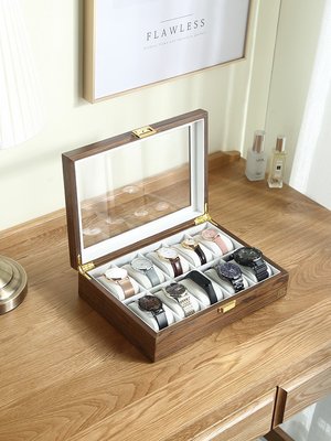 現貨 手表收納盒家用高檔簡約實木手表禮品盒子展示一體首飾收納盒木質【規格不同，價格不同】正品促銷