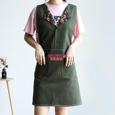 熱銷圍裙家用廚房做飯烘焙花店韓版男女服務員工作服定制logo美術畫畫現貨