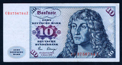 德國紙幣 1980年版10馬克 8成左右品相！ 紙幣 紀念鈔 紙鈔【悠然居】429