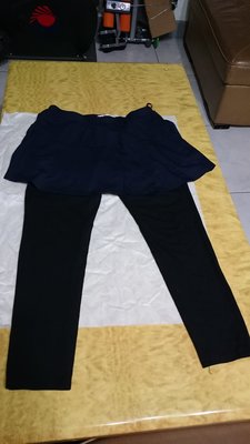專櫃歐薇 Ouwey 全新假兩件內搭褲裙 (雙色搭配,裙為藍色,褲為黑色) (斷貨款)