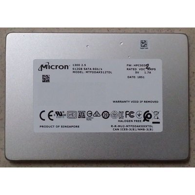 二手近全新 Micron美光1300 SSD 2.5吋 256GB SATA固態硬碟